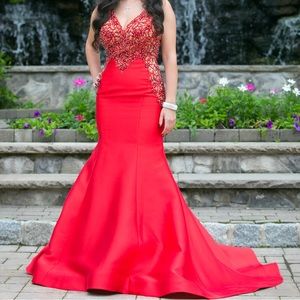 Jovani Couture red gown with beautiful detailing